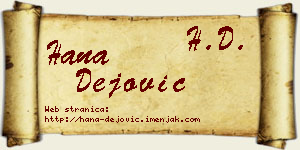 Hana Dejović vizit kartica